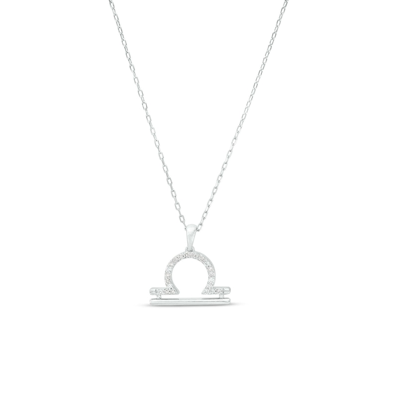 Main Image 1 of 1/8 CT. T.W. Diamond Libra Pendant in Sterling Silver