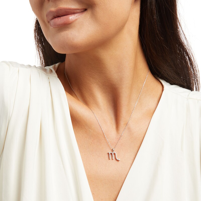 Main Image 2 of 1/8 CT. T.W. Diamond Scorpio Pendant in Sterling Silver