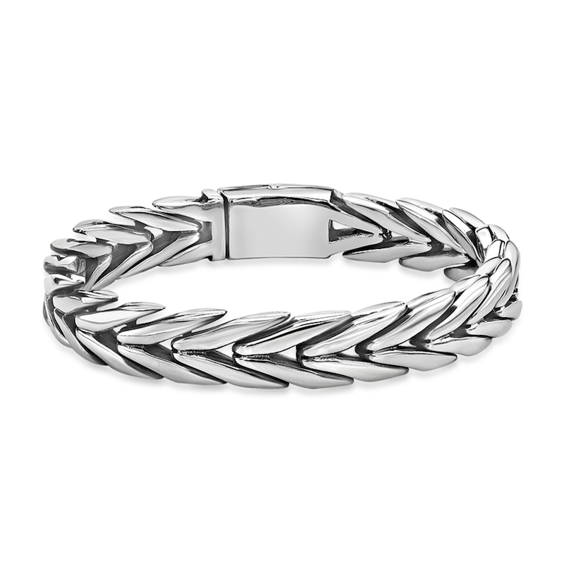 Main Image 1 of 12.0mm Chevron Bracelet in Stainless Steel - 9"