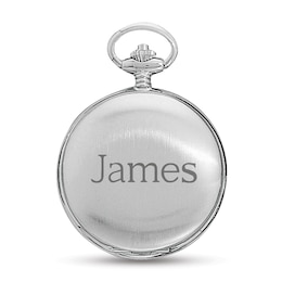 Men's Charles-Hubert Engravable Brass Pocket Watch with White Dial (8 Lines)