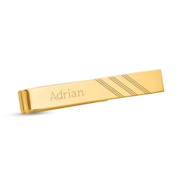 Men's Engravable Grooved Tie Bar in 14K Gold (1-2 Lines)