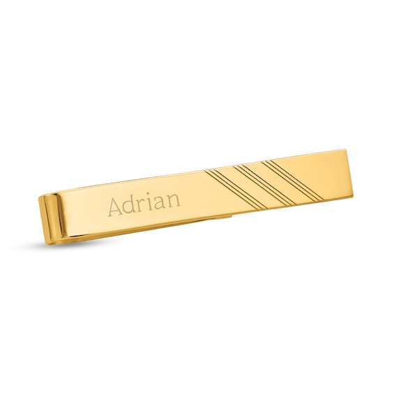 Engravable Grooved Tie Bar in 14K Gold (1-2 Lines)