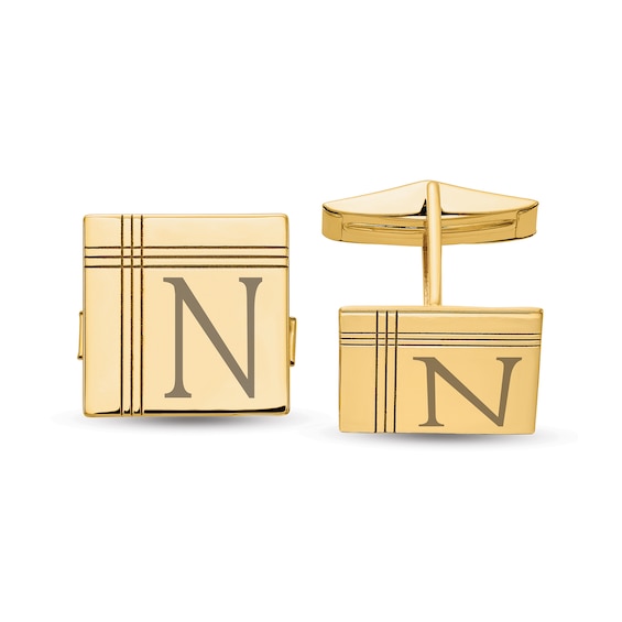 Engravable Square Lined Edge Cuff Links (1-3 Initials)