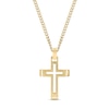 Thumbnail Image 0 of Men's Cross Punch-Out Pendant in Stainless Steel with Gold-Tone IP - 24"