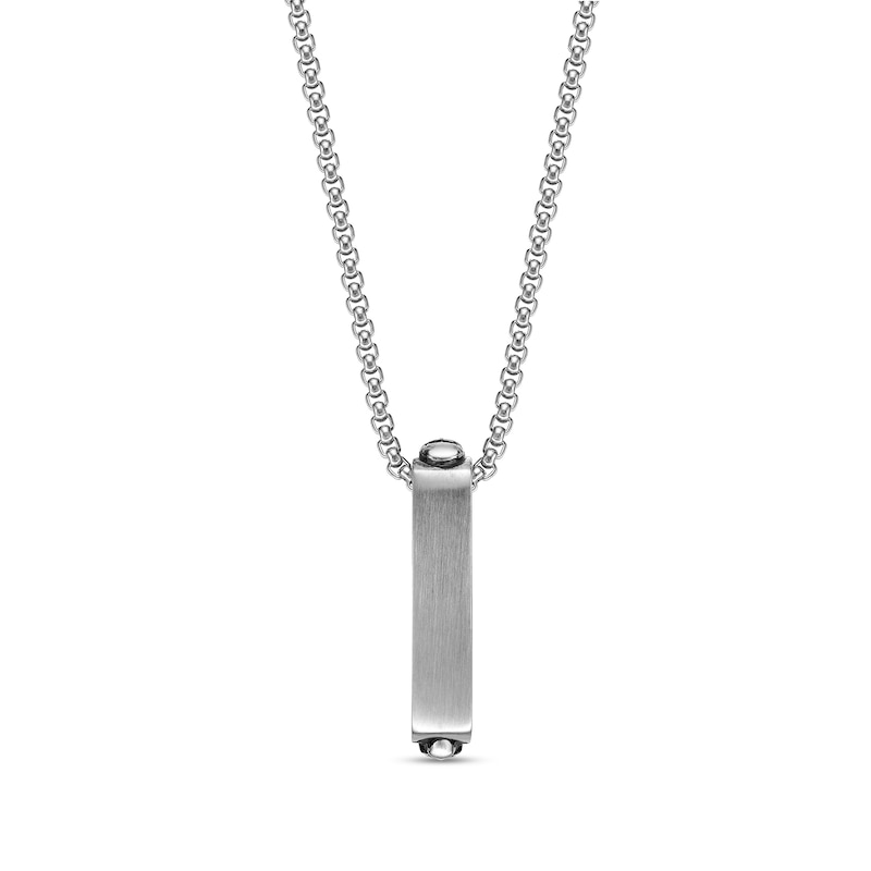 Main Image 3 of Men's Six Skull Vertical Bar Pendant in Stainless Steel and Black IP - 24"