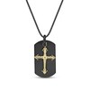 Thumbnail Image 0 of Men's Cross Dog Tag Pendant in Stainless Steel with Black and Yellow IP - 24"