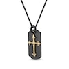 Thumbnail Image 1 of Men's Cross Dog Tag Pendant in Stainless Steel with Black and Yellow IP - 24"