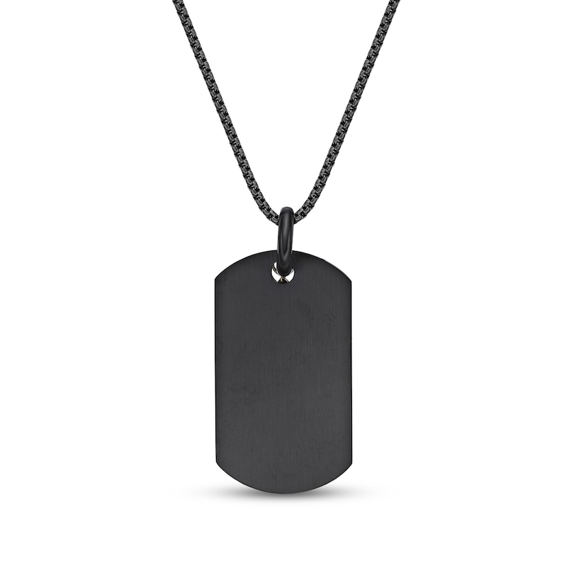 Men's Cross Dog Tag Pendant in Stainless Steel with Black and Yellow IP - 24"