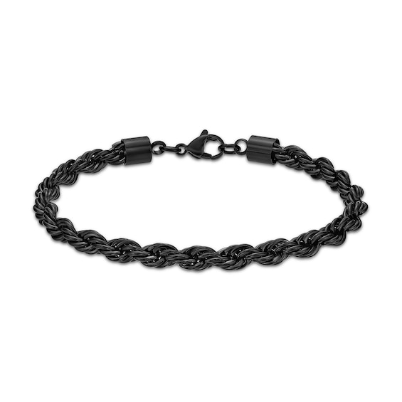 6.0mm Rope Chain Bracelet in Stainless Steel with Black IP - 8.5"