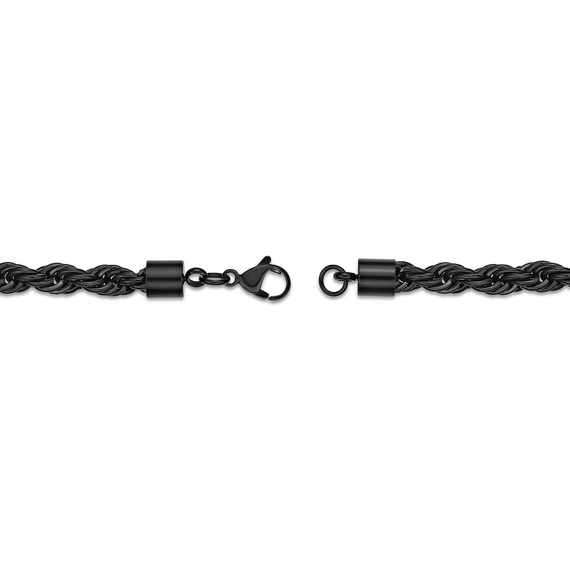 6.0mm Rope Chain Bracelet in Stainless Steel with Black IP - 8.5"