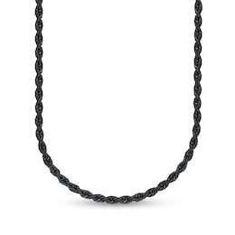 Men's 6.0mm Rope Chain Necklace in Solid Stainless Steel  with Black IP - 18"