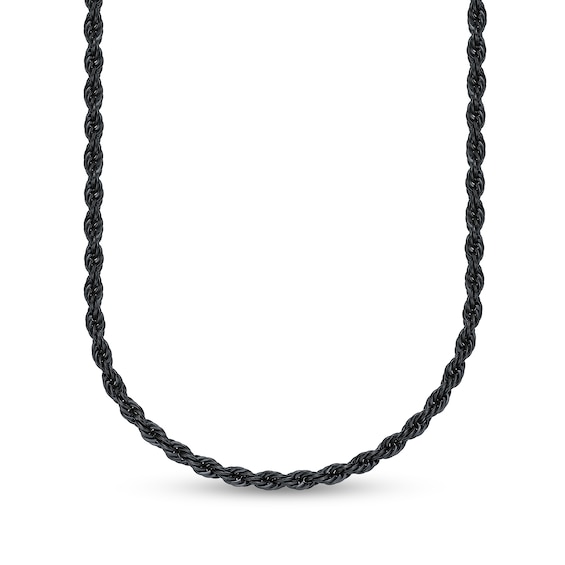 Men's 6.0mm Rope Chain Necklace in Solid Stainless Steel with Black IP