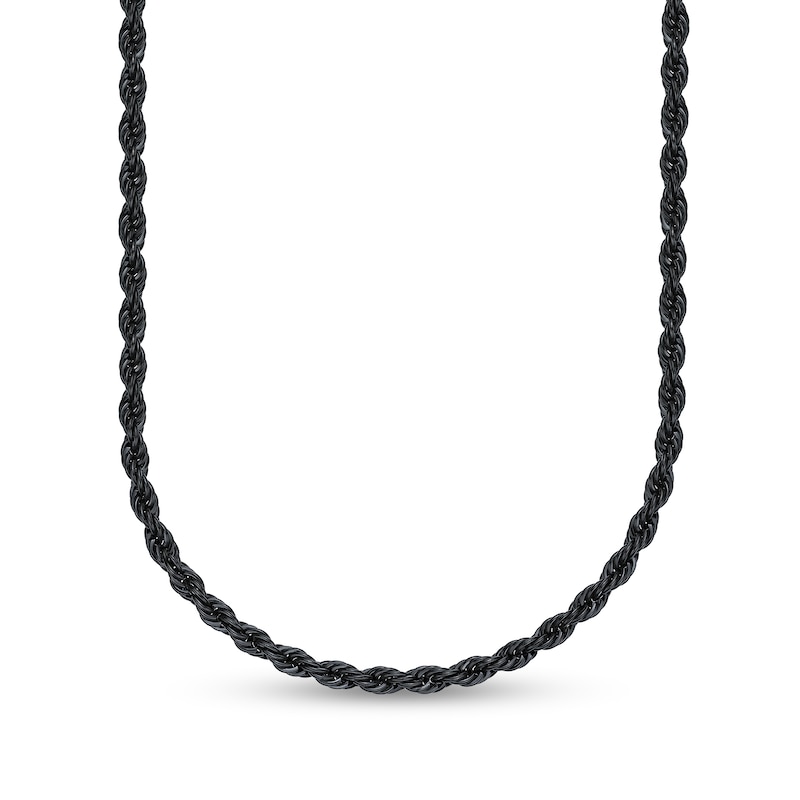 Main Image 1 of Men's 6.0mm Rope Chain Necklace in Solid Stainless Steel  with Black IP - 18"
