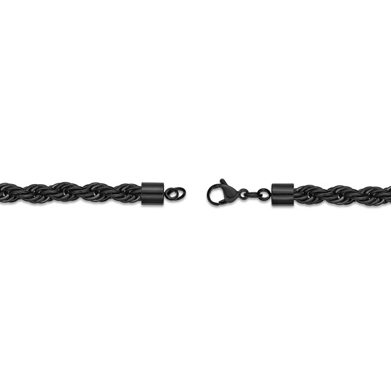 Men's 6.0mm Rope Chain Necklace in Solid Stainless Steel with Black IP