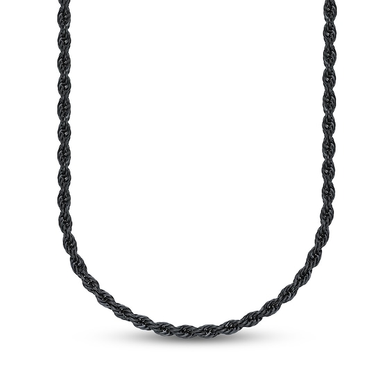 Men's 6.0mm Rope Chain Necklace in Solid Stainless Steel with Black IP - 20"