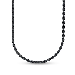 FOCALOOK Wheat Chain Necklace 3mm- Stainless Steel Black Rope Jewelry for  Men & Women 18-30 Inch