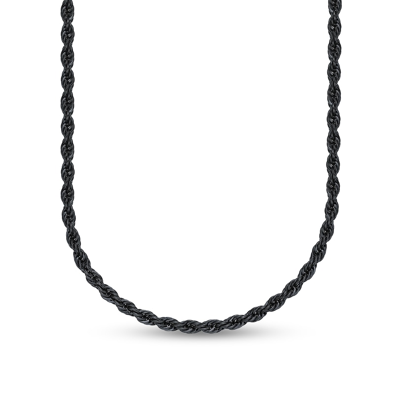 Men's 6.0mm Rope Chain Necklace in Solid Stainless Steel  with Black IP - 22"