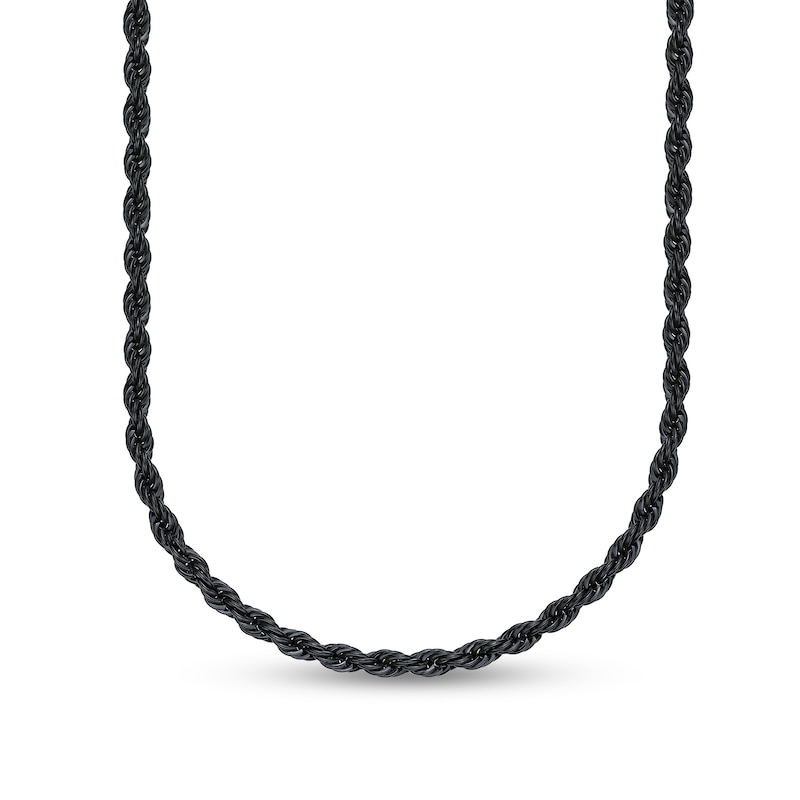 Main Image 1 of Men's 6.0mm Rope Chain Necklace in Solid Stainless Steel  with Black IP - 22"