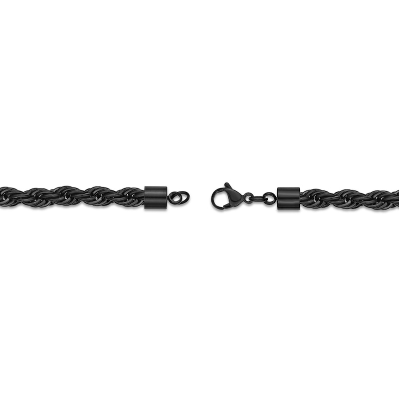 Main Image 3 of Men's 6.0mm Rope Chain Necklace in Solid Stainless Steel  with Black IP - 22"