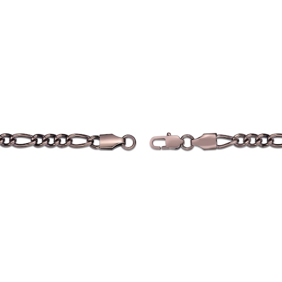 Men's 4.5mm Figaro Chain Necklace in Solid Stainless Steel with Brown IP - 22"