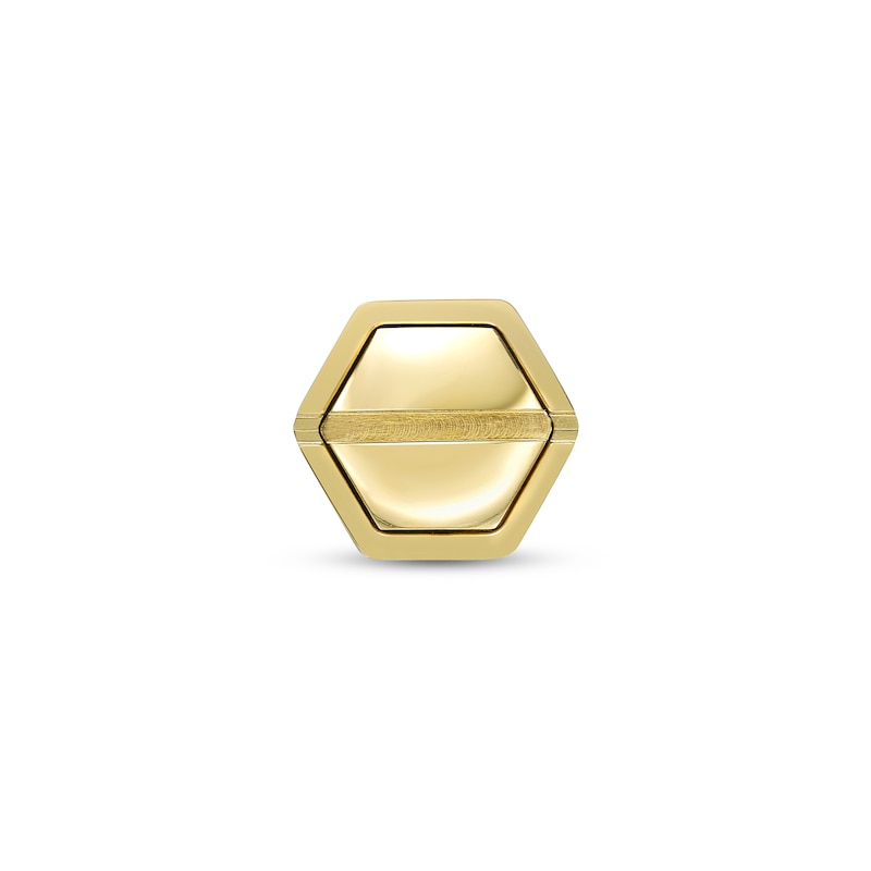 Men's Hex Bolt Stud Earrings in Stainless Steel with Gold-Tone IP