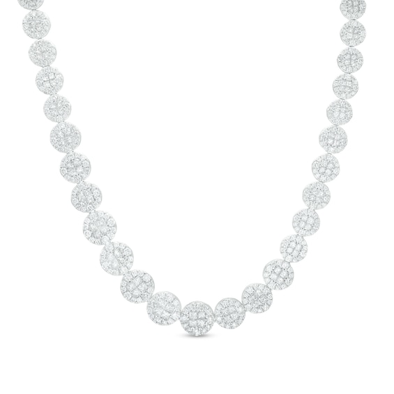 7 CT. T.w. Multi-Diamond Graduated Necklace in 10K White Gold