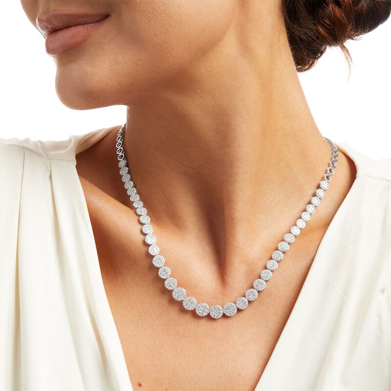 Main Image 2 of 7 CT. T.W. Multi-Diamond Graduated Necklace in 10K White Gold
