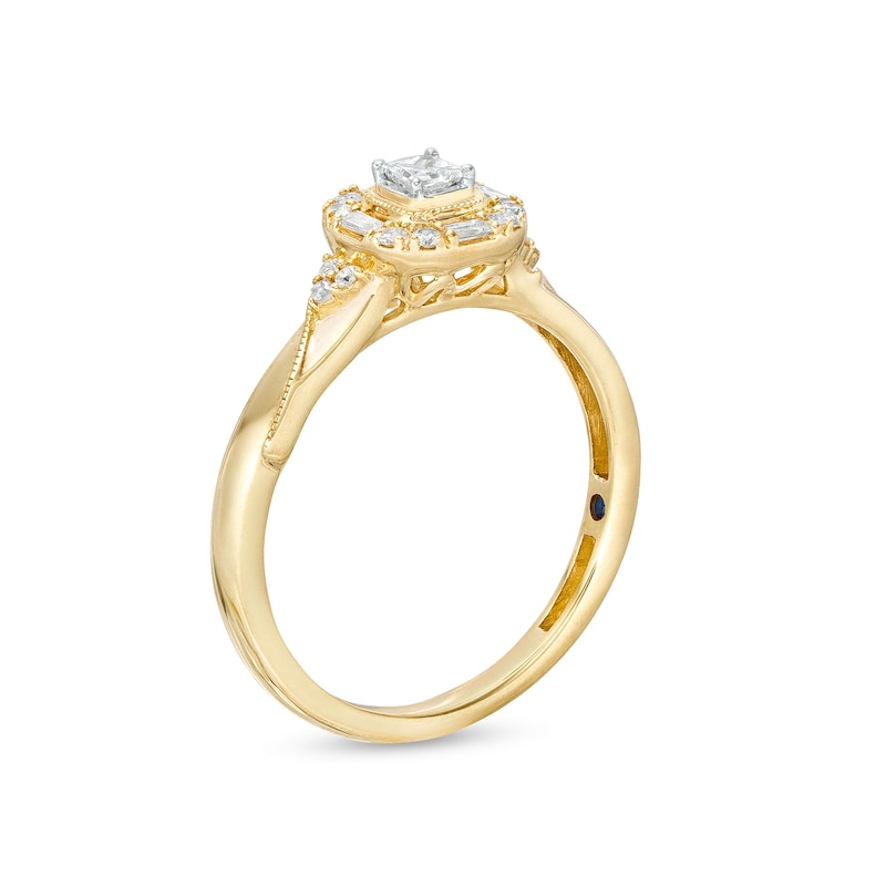 1/4 CT. T.W. Princess-Cut Diamond Cushion-Shaped Frame Promise Ring in 10K Gold