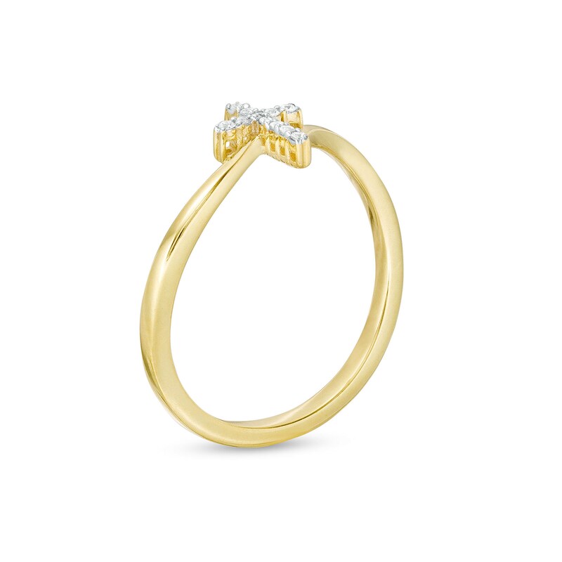 Main Image 3 of 1/20 CT. T.W. Diamond Bypass Cross Ring in 10K Gold