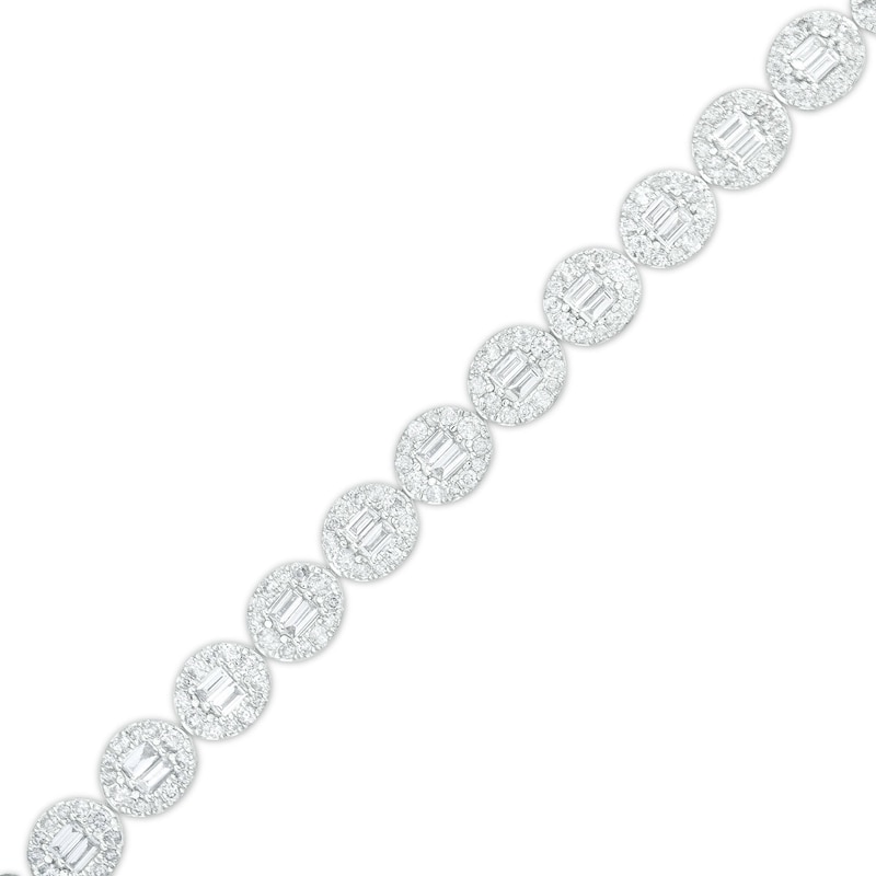 Main Image 1 of 3-1/2 CT. T.W. Oval-Shaped Multi-Diamond Line Bracelet in 10K White Gold – 7.25"