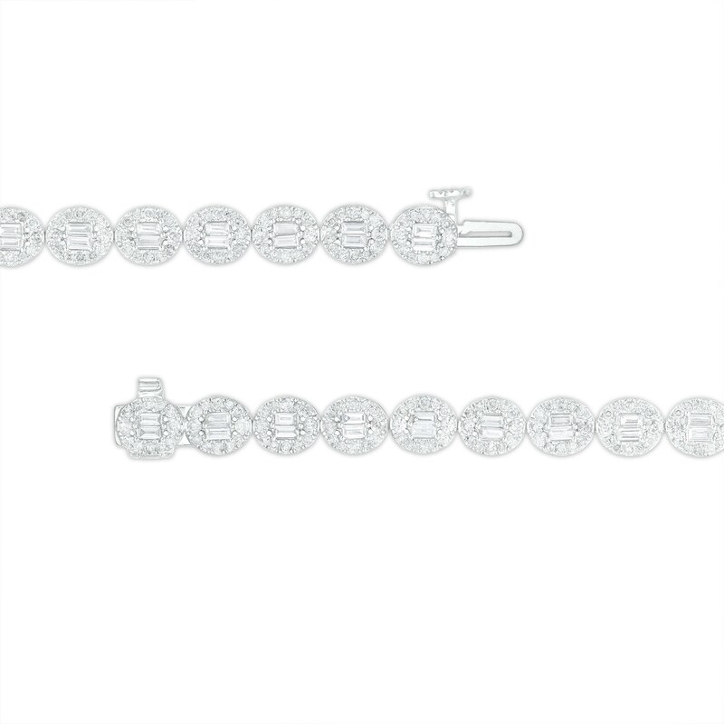 Main Image 3 of 3-1/2 CT. T.W. Oval-Shaped Multi-Diamond Line Bracelet in 10K White Gold – 7.25"