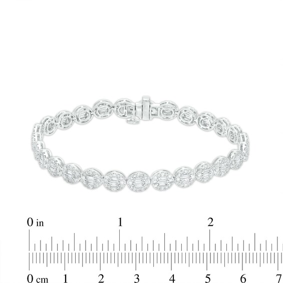 3-1/2 CT. T.w. Oval-Shaped Multi-Diamond Line Bracelet in 10K White Gold â 7.25"
