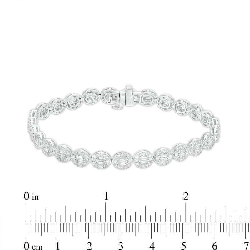 Main Image 4 of 3-1/2 CT. T.W. Oval-Shaped Multi-Diamond Line Bracelet in 10K White Gold – 7.25"