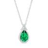Thumbnail Image 1 of Pear-Shaped Green Quartz Doublet and White Lab-Created Sapphire Frame Split Bail Pendant in Sterling Silver