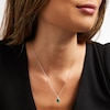 Thumbnail Image 2 of Pear-Shaped Green Quartz Doublet and White Lab-Created Sapphire Frame Split Bail Pendant in Sterling Silver