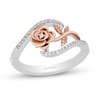 Thumbnail Image 0 of Enchanted Disney Belle 1/10 CT. T.W. Diamond Bypass Rose Ring in Sterling Silver and 10K Rose Gold
