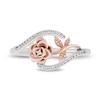 Thumbnail Image 3 of Enchanted Disney Belle 1/10 CT. T.W. Diamond Bypass Rose Ring in Sterling Silver and 10K Rose Gold
