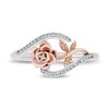 Thumbnail Image 3 of Enchanted Disney Belle 1/10 CT. T.W. Diamond Bypass Rose Ring in Sterling Silver and 10K Rose Gold