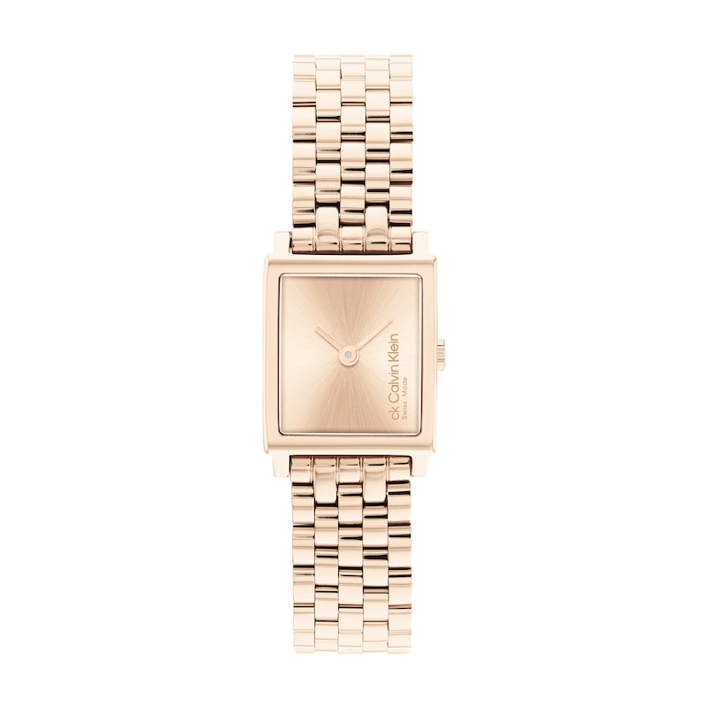 Ladies' Calvin Klein Rose-Tone IP Watch with Rectangular Dial (Model:  25000003) | Zales