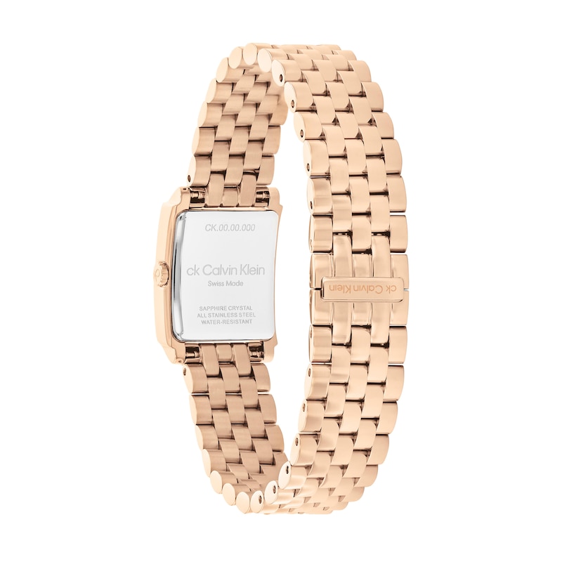 Main Image 3 of Ladies' Calvin Klein Rose-Tone IP Watch with Rectangular Dial (Model: 25000003)