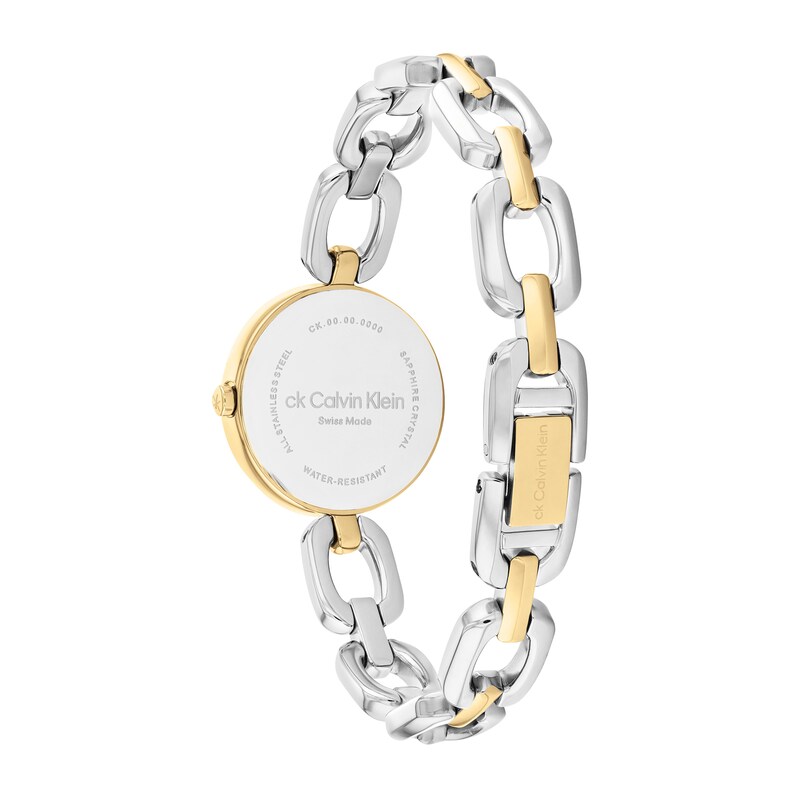 Ladies' Calvin Klein Link Bracelet TwoTone Watch with White Dial