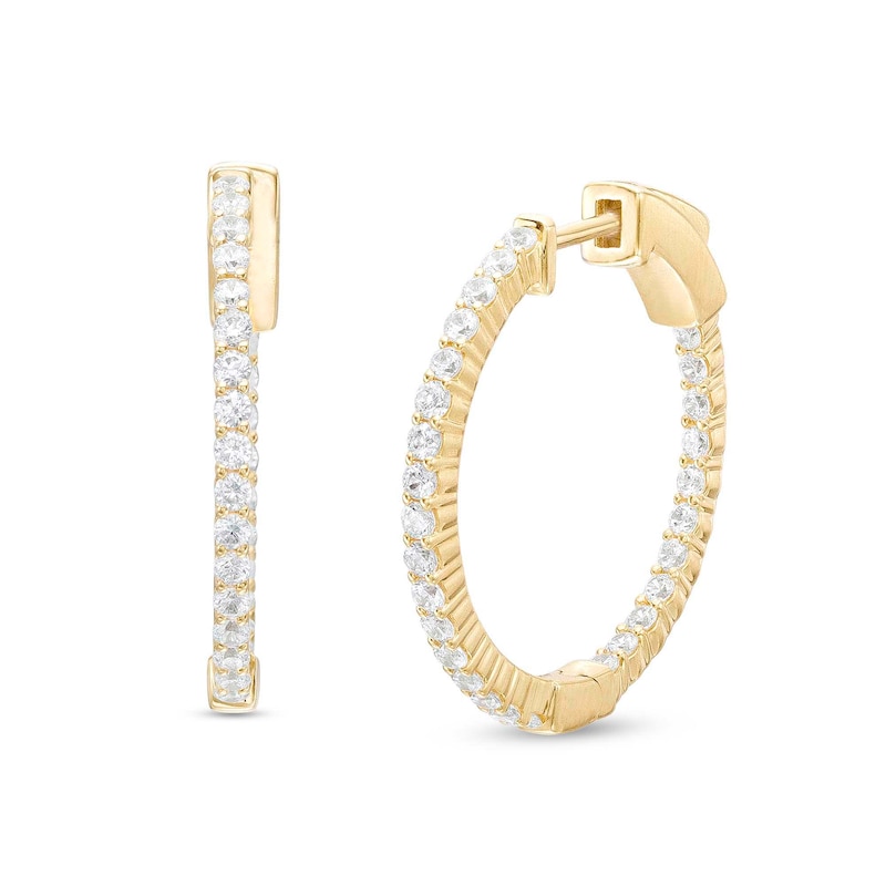 Main Image 1 of 1 CT. T.W. Diamond Inside-Out Hoop Earrings in 14K Gold