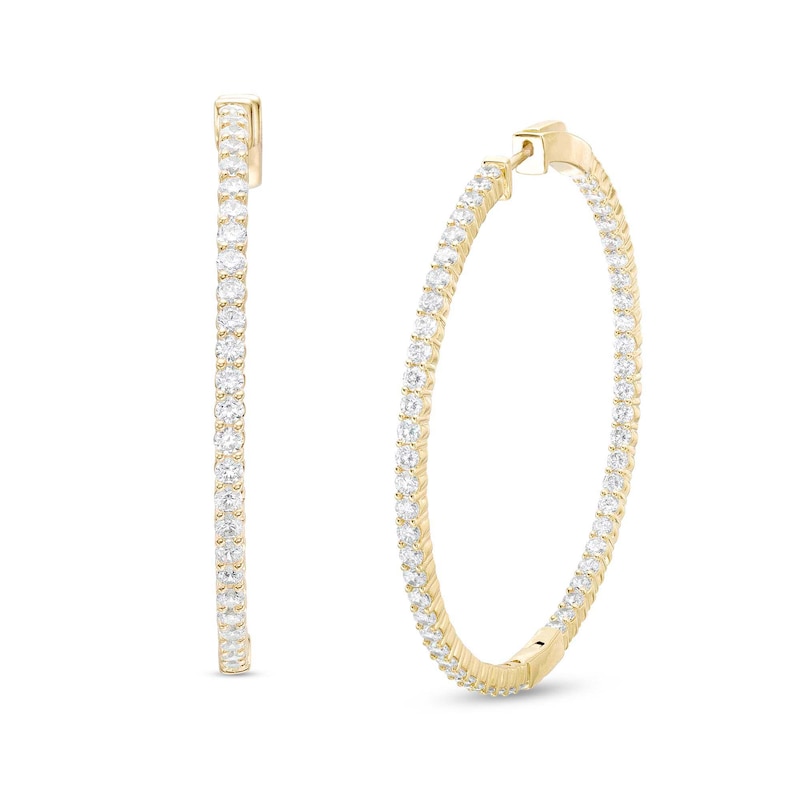 Main Image 1 of 3 CT. T.W. Diamond Inside-Out Hoop Earrings in 14K Gold