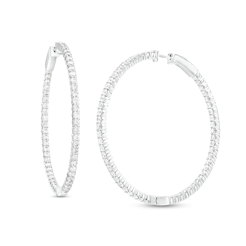 Main Image 1 of 5 CT. T.W. Diamond Inside-Out Hoop Earrings in 14K White Gold