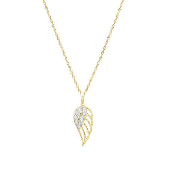 1/15 CT. T.w. Diamond Angel Wing Pendant in 10K Gold