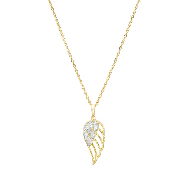 Main Image 1 of 1/15 CT. T.W. Diamond Angel Wing Pendant in 10K Gold