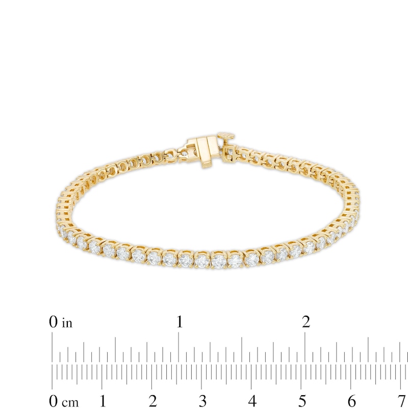 14K Yellow Gold Large Diamond Straight Line Classic Vintage Tennis Bracelet  7