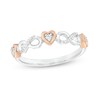 Thumbnail Image 1 of 1/10 CT. T.W. Diamond Alternating Heart and Infinity Loop Ring in Sterling Silver and 10K Rose Gold