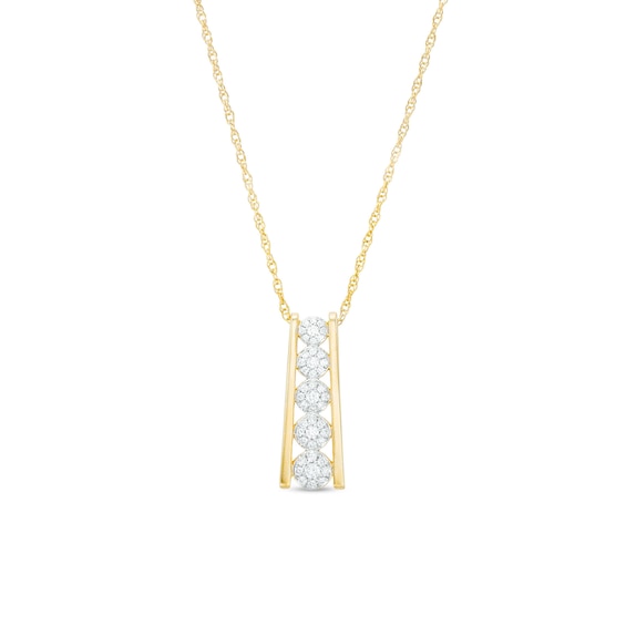 1/4 CT. T.w. Multi-Diamond Graduated Ladder Pendant in 10K Gold