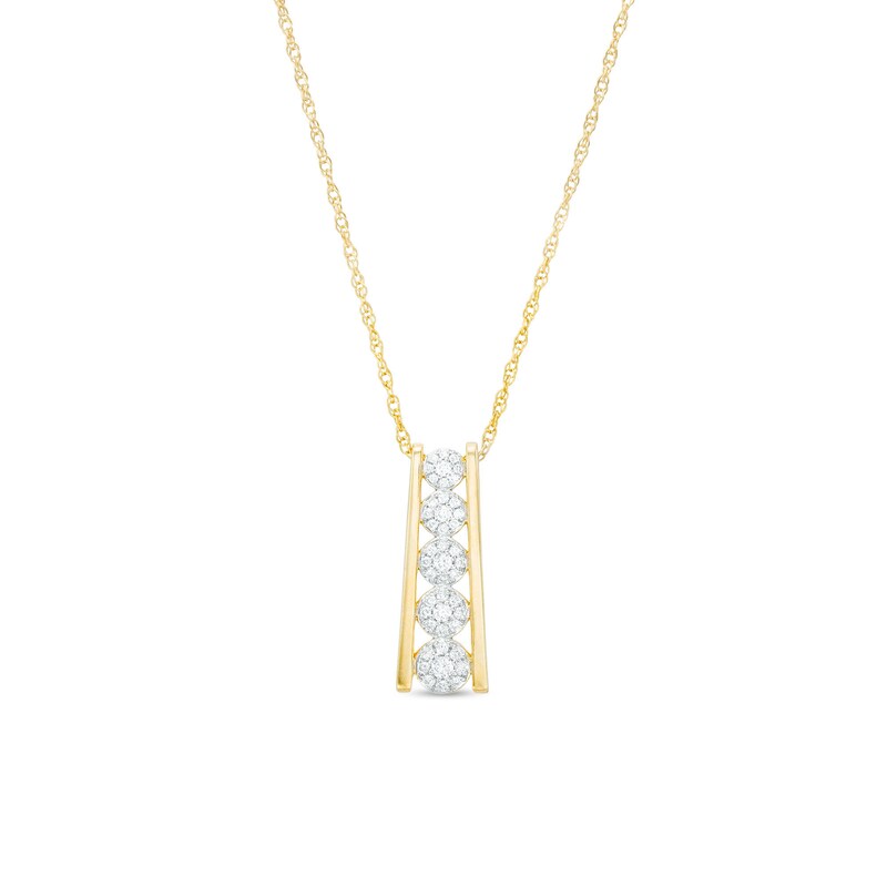 Main Image 1 of 1/4 CT. T.W. Multi-Diamond Graduated Ladder Pendant in 10K Gold